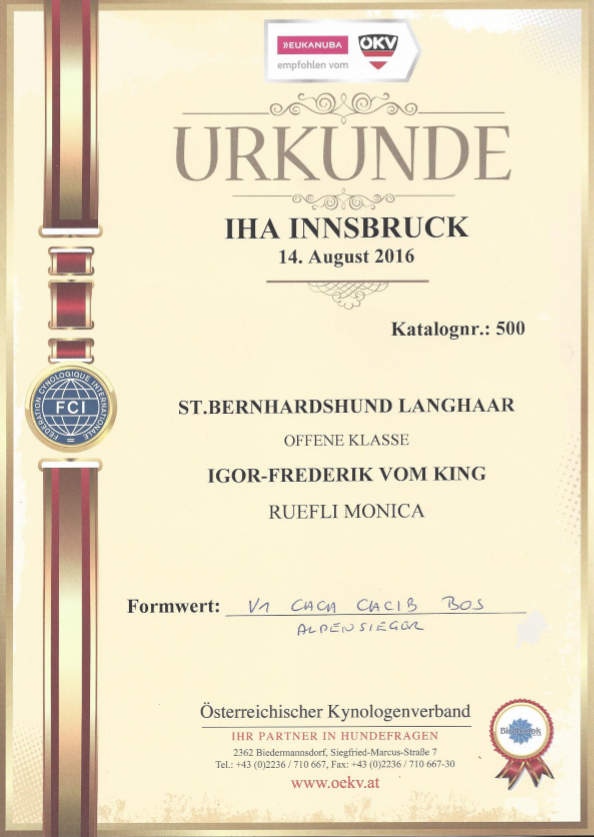 Urkunde Insbruck