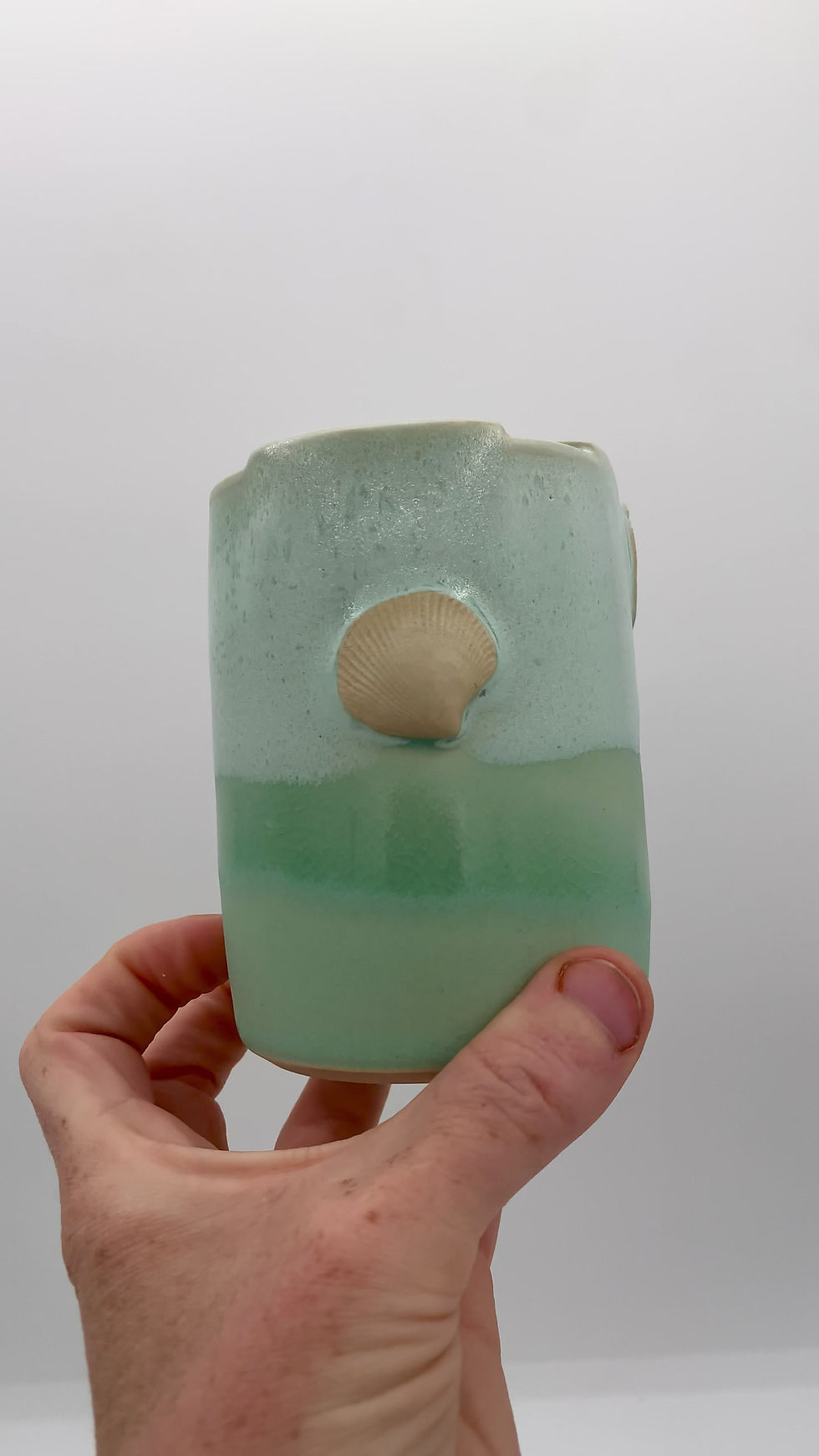 Thumbnail: 12oz  Teal Humpback Travel Cup - Sand Dollar