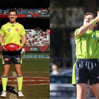 AFL Umpire Nick Jankovskis joins junior umpire James Gunther