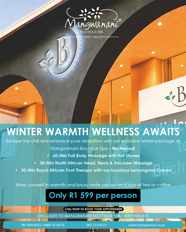 Mangwanani Spa Specials Birchwood Hotel Spa Boksburg Johannesburg
