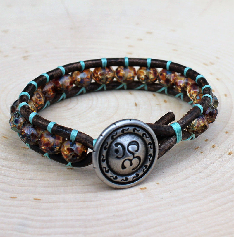 Thumbnail: Red Wine Czech Glass With Om Button