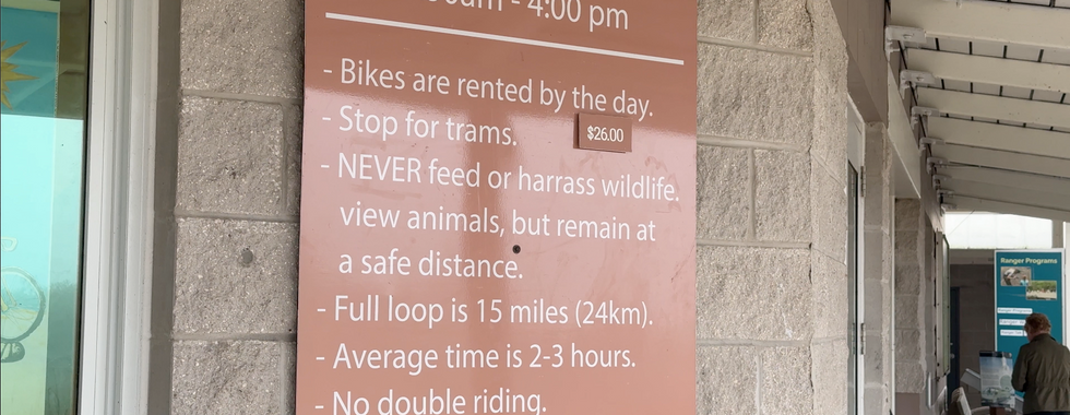 Sign displaying the Bicycle Rental information at Shark Valley