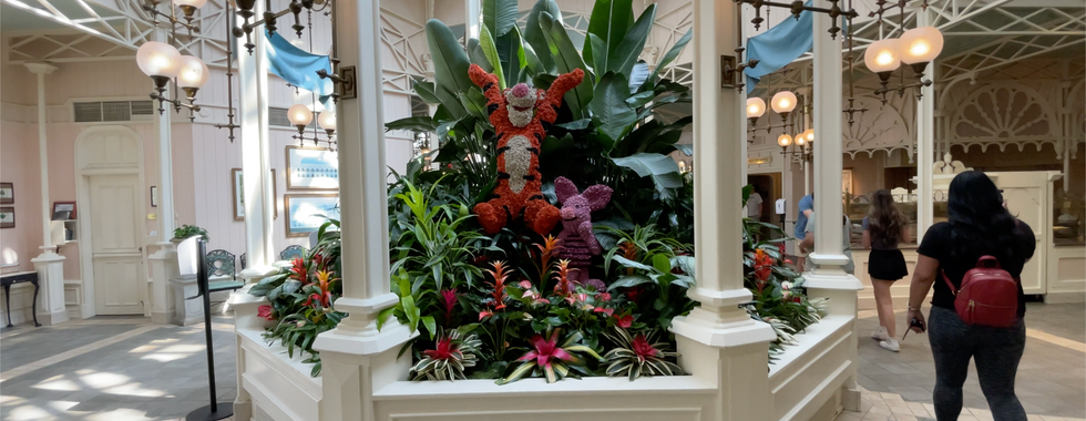 Topiary display of Tigger in the Crystal Palace in Magic Kingdom