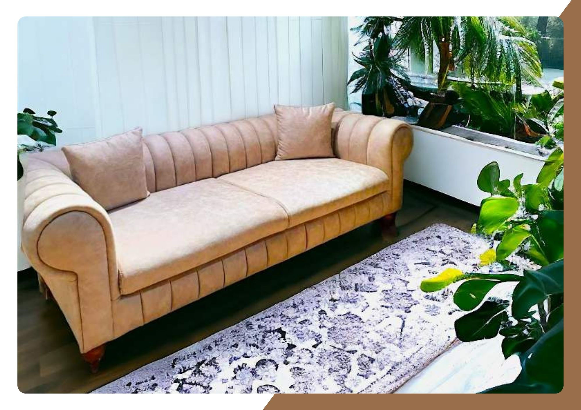 Elegant Beige Velvet Sofa