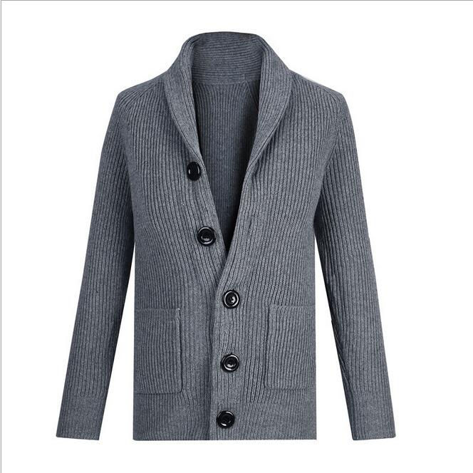 Thumbnail: Men's Sweater coat Male Thickening Turn-Down Collar Cardigan Coarse Wool Sweater