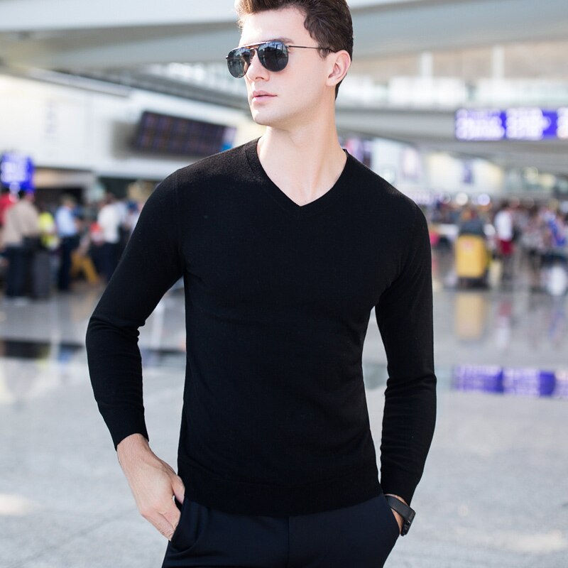 Thumbnail: Men Classic Casual V-Neck Wool Pullover Men Soft Cashmere Sweaters U3005