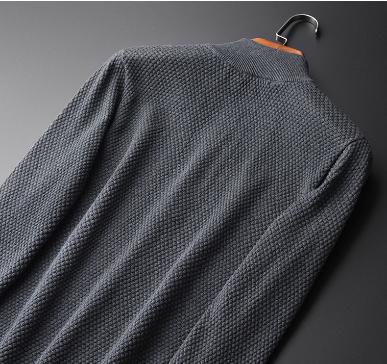 Thumbnail: Sweater Men Luxury Solid Color Stand Collar Sweater Male Cardigan  Fashion Slim