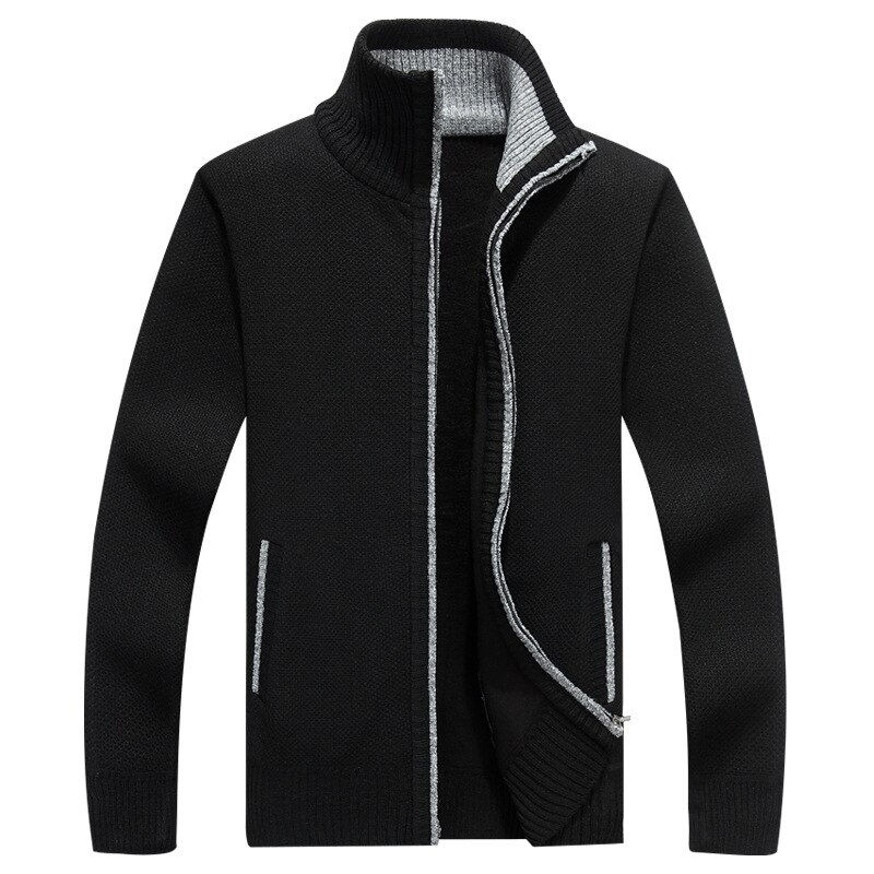 Thumbnail: Fleece Cashmere Slim Fat Wool Zipper Casual Sweater Men Knitted Coat AF1383