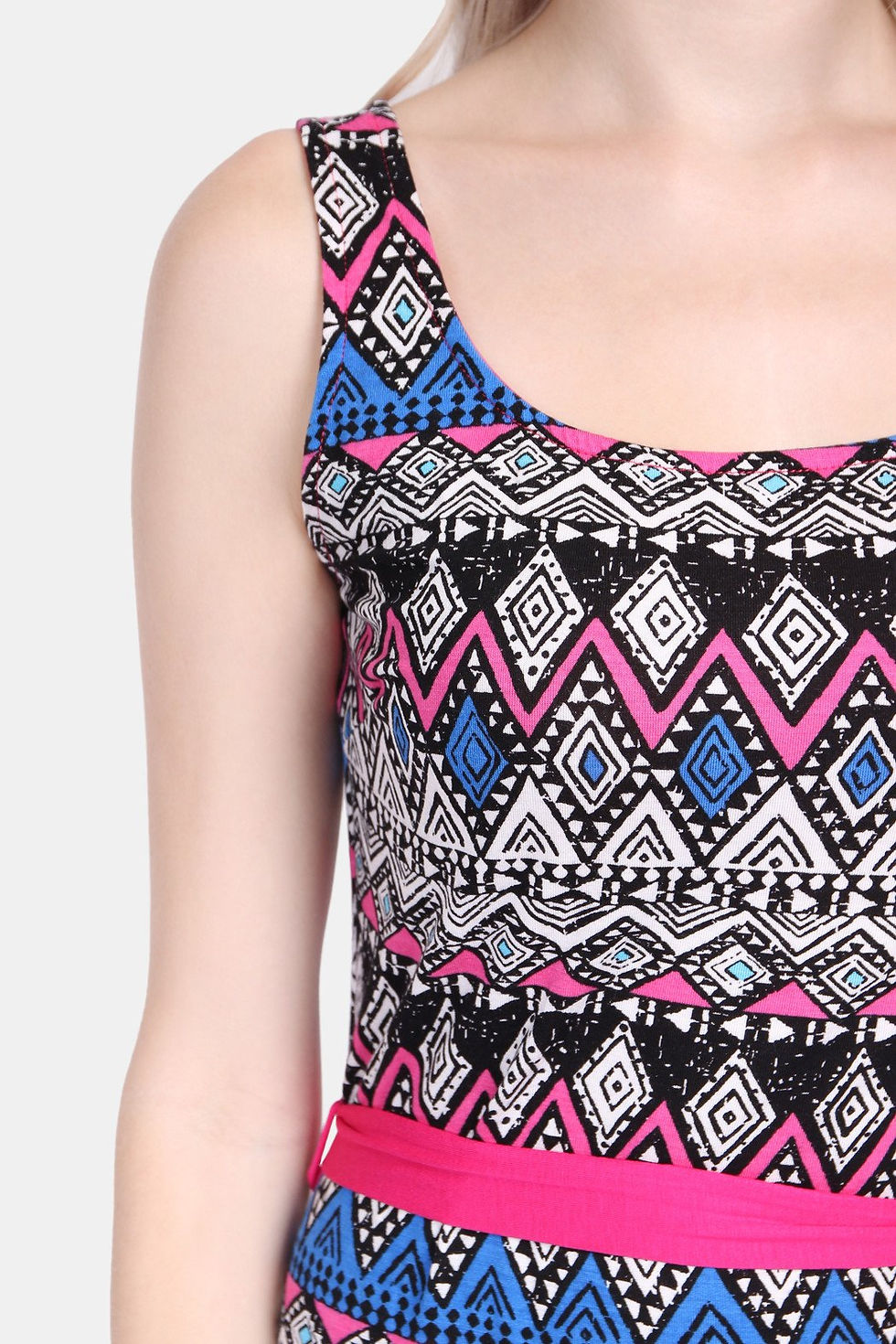 Thumbnail: Sleeveless Tribal Print Maxi Dress