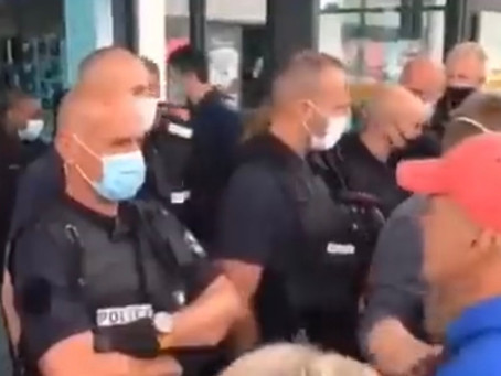NO VAXXX! - NO FOOD! - French Police Officers Block Unvaccinated From Shopping At Grocery Store