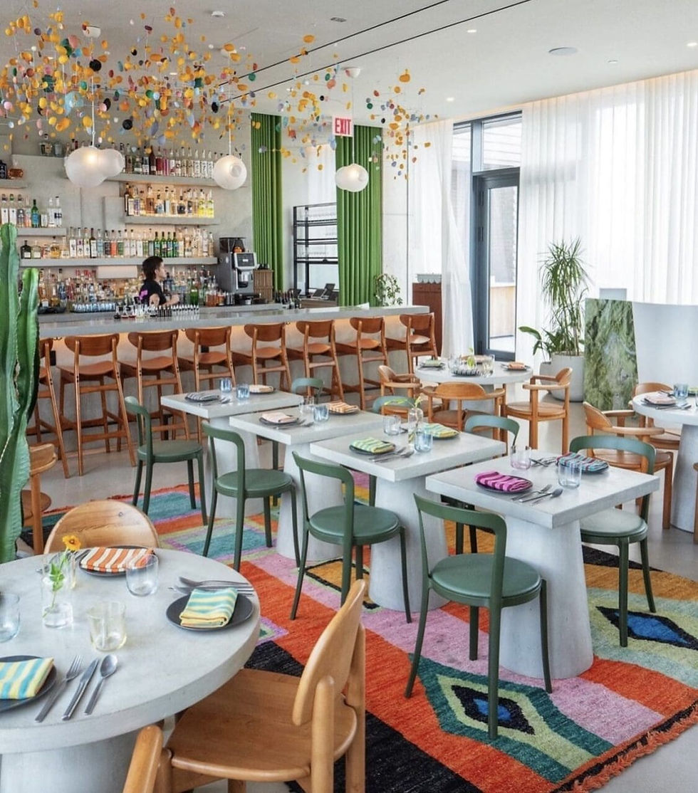 Vibrant and colorful dining room at elNico.