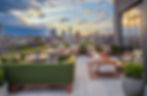 Rooftop lounge seating with skyline views at ElNico.