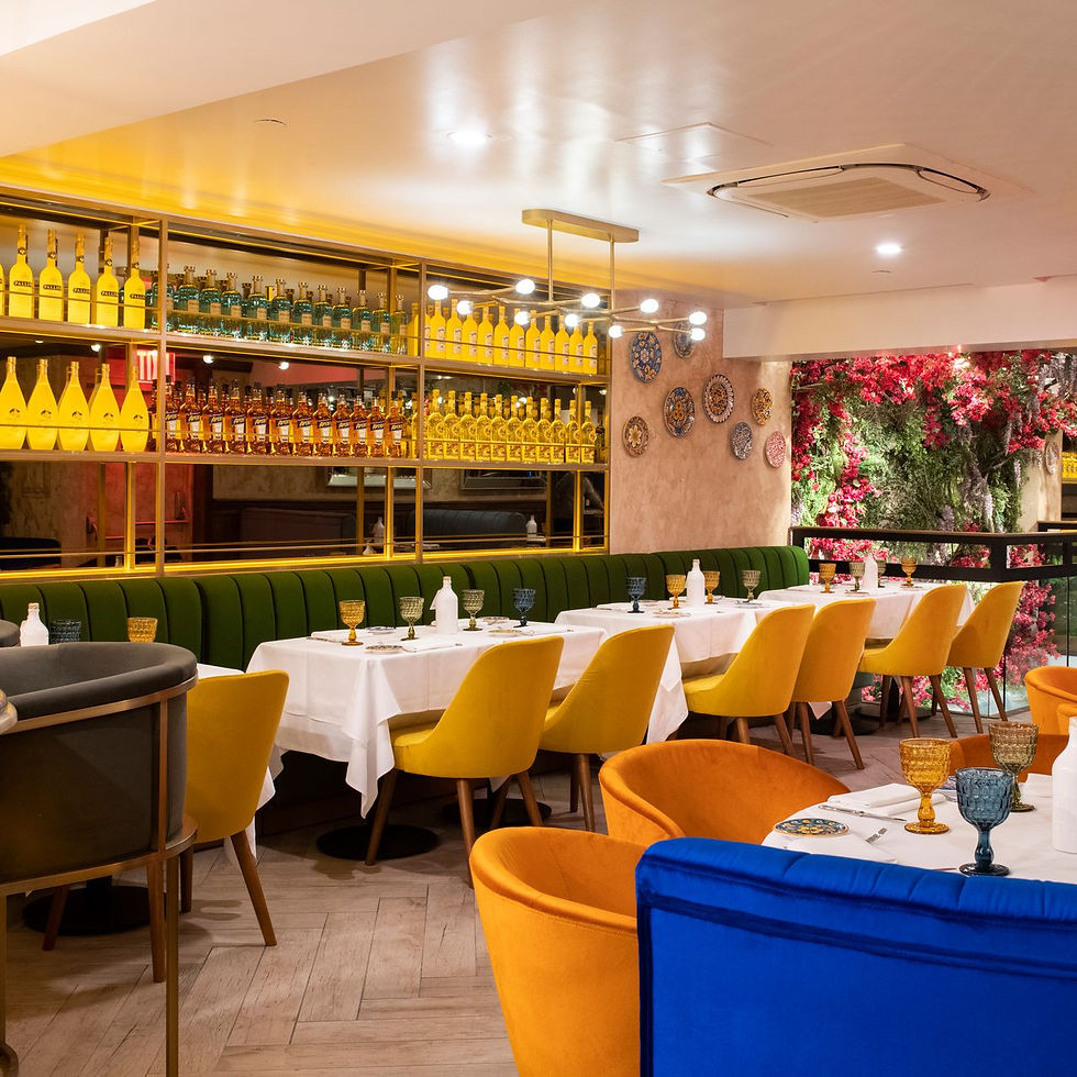 Vibrant and colorful private event space at Casa Limone.