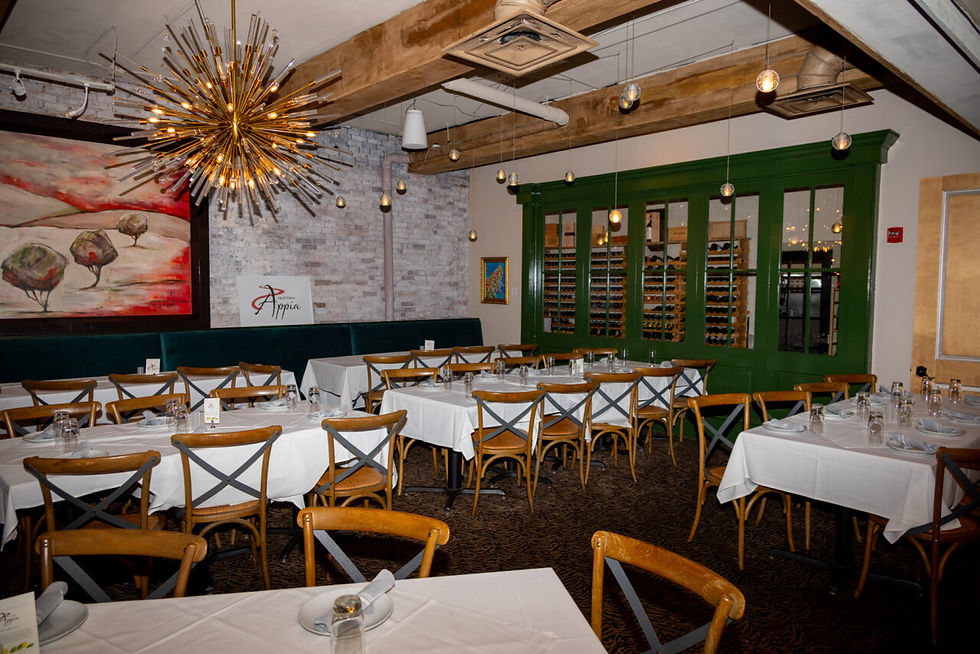 Interior dining room at Trattoria Appia.