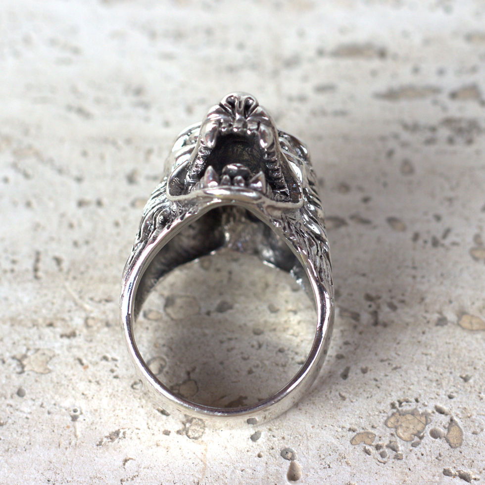 Miniatura: anello in argento testa di lupo