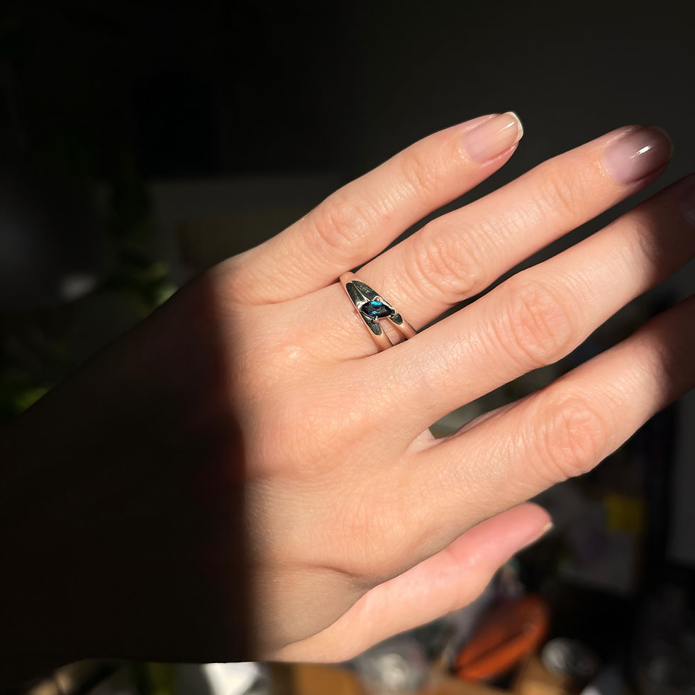 Thumbnail: London blue topaz silver ring on hand — elegant modern jewelry by Kristina K.