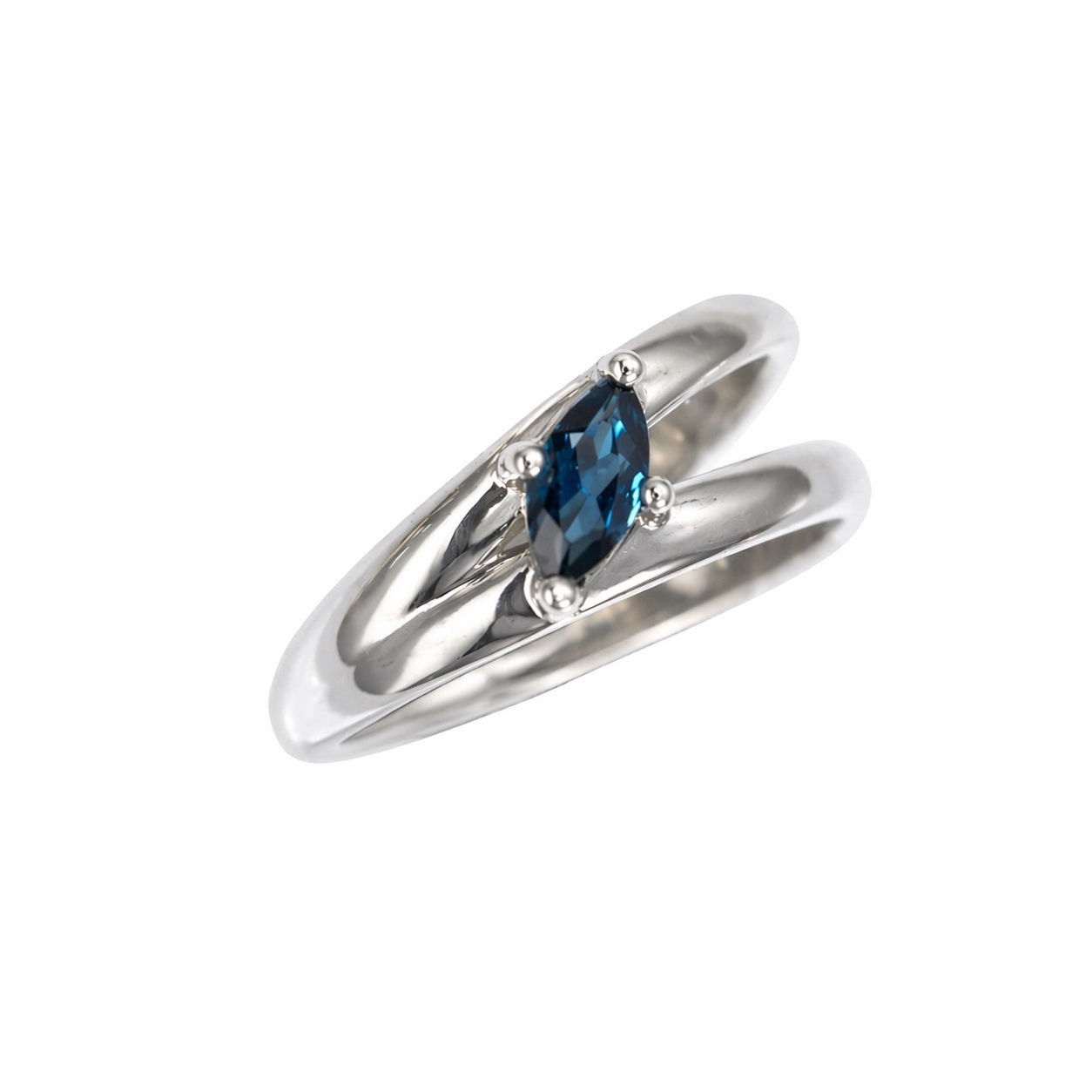 Flow Silver Ring with Natural London Blue Topaz