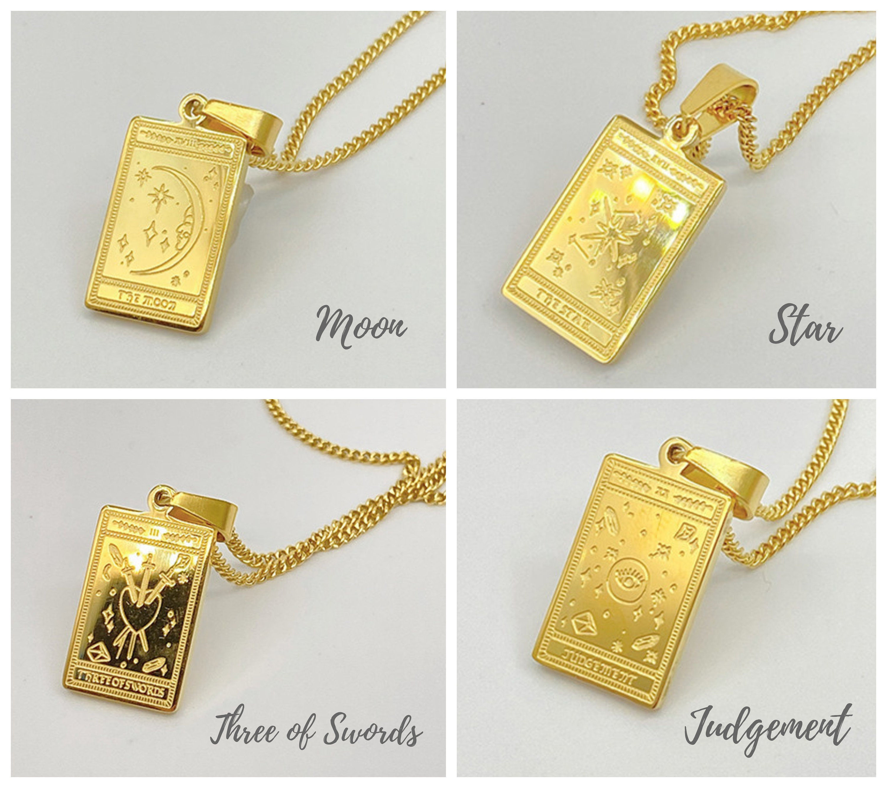 Classic Gold Tarot Necklace, 18ct Gold Tarot Card Necklace, Best Seller Tarot Pe