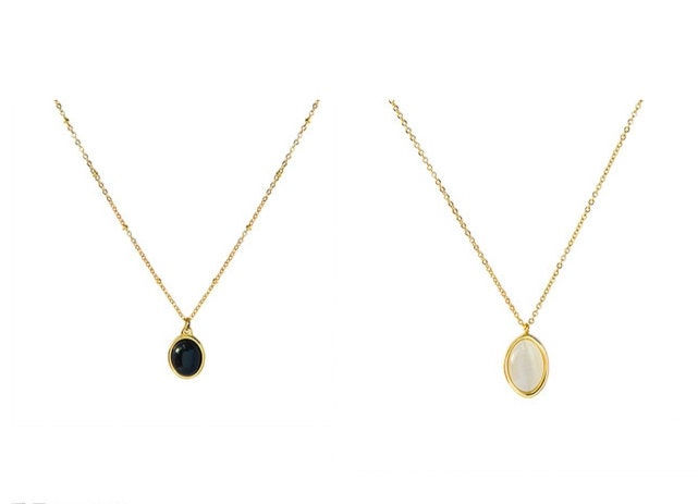 Thumbnail: 18K Gold Bobble Gemstone Necklace | Moonstone Clavicle Gold Necklace | Dainty On