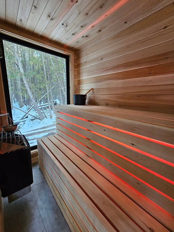 Custom backyard sauna built in the Ottawa Valley