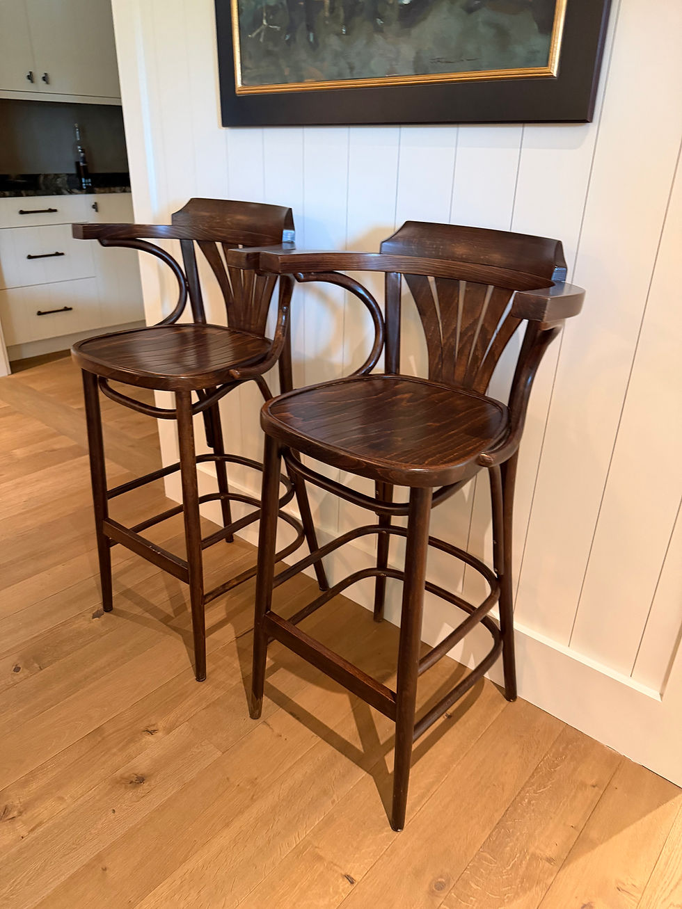 Thumbnail: Bentwood Fanback Barstools - 4 Available