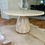 Thumbnail: Stone Round Table with Brass Trim on Base