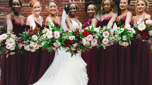 Rich ruby hues for this bridal party at the historic Mankin Mansion 
