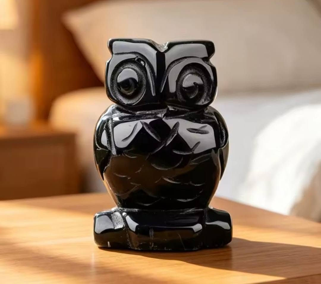 Gemstone carved Owls
