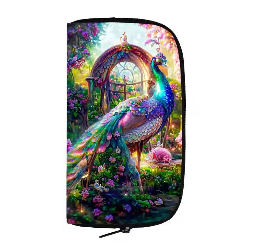 Thumbnail: Peacock and flowers purses