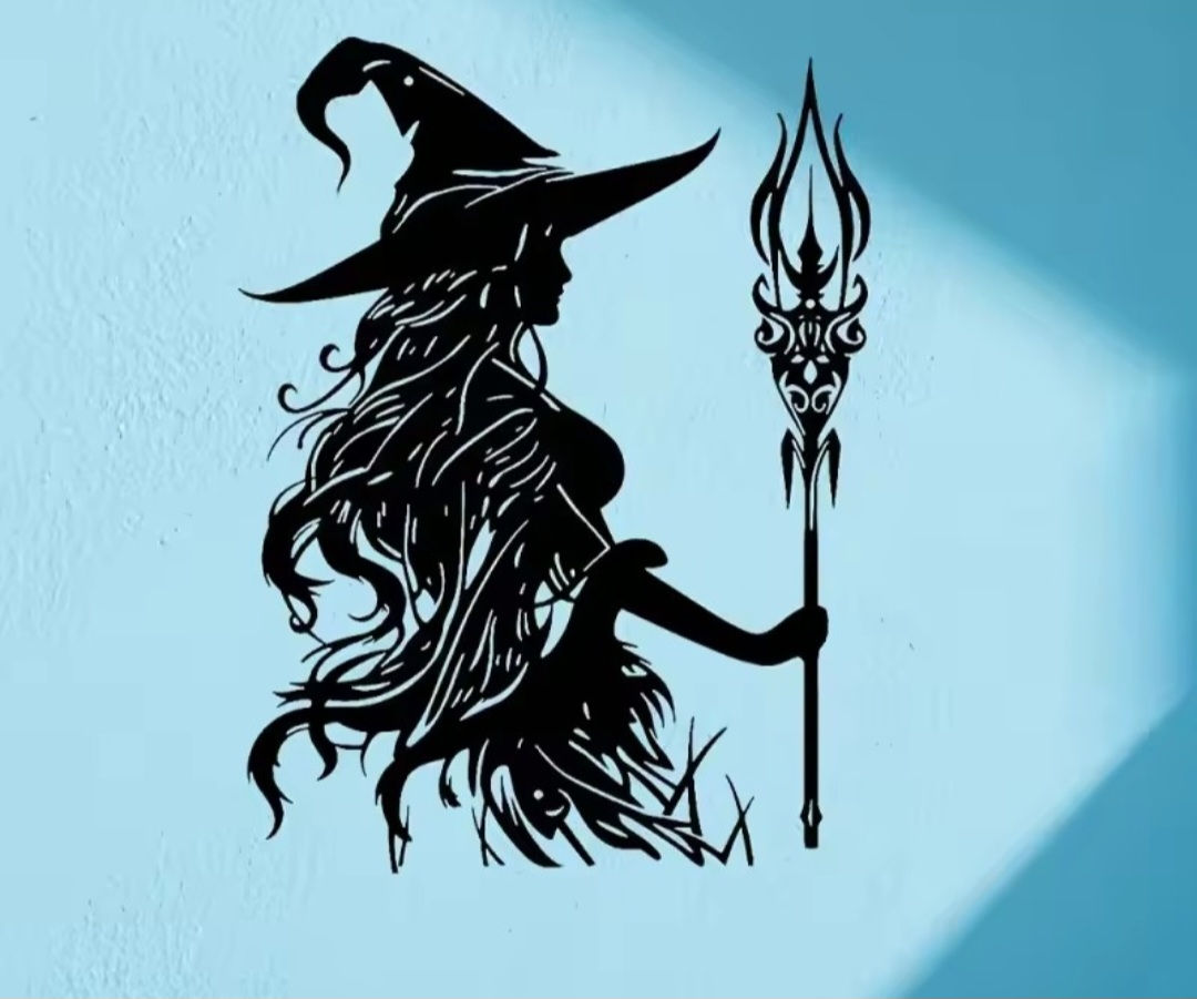Witch with staff wall hanging