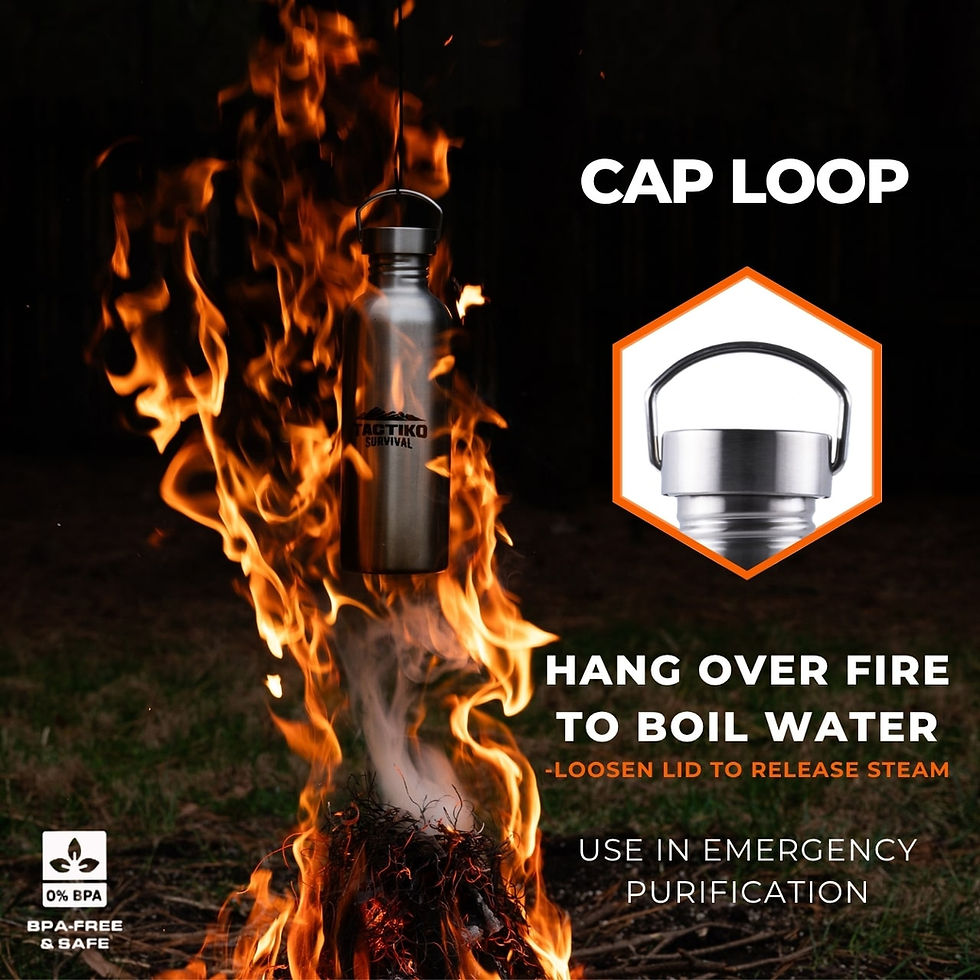 Thumbnail: TACTIKO 1000 ml Stainless Steel Water Bottle – Boil-Safe, BPA-Free (Tan)