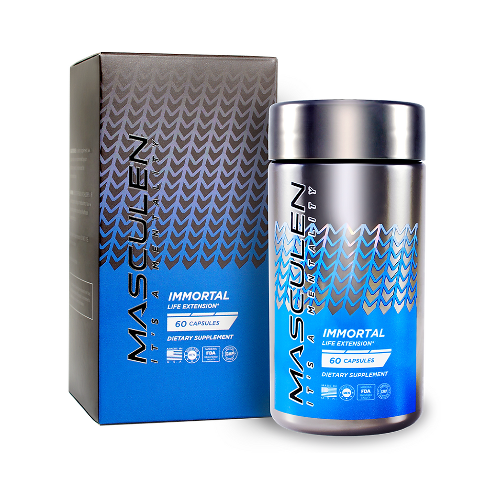 Thumbnail: Masculen Immortal - Life Extension Supplement for Men - Front View with Packaging