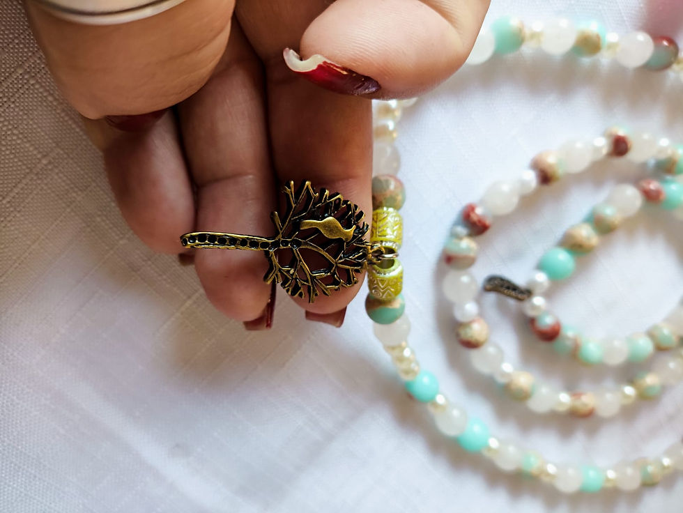 Miniatura: Colar Pedras Naturais - Raízes Ancestrais – Pedras Naturais & Árvore da Vida