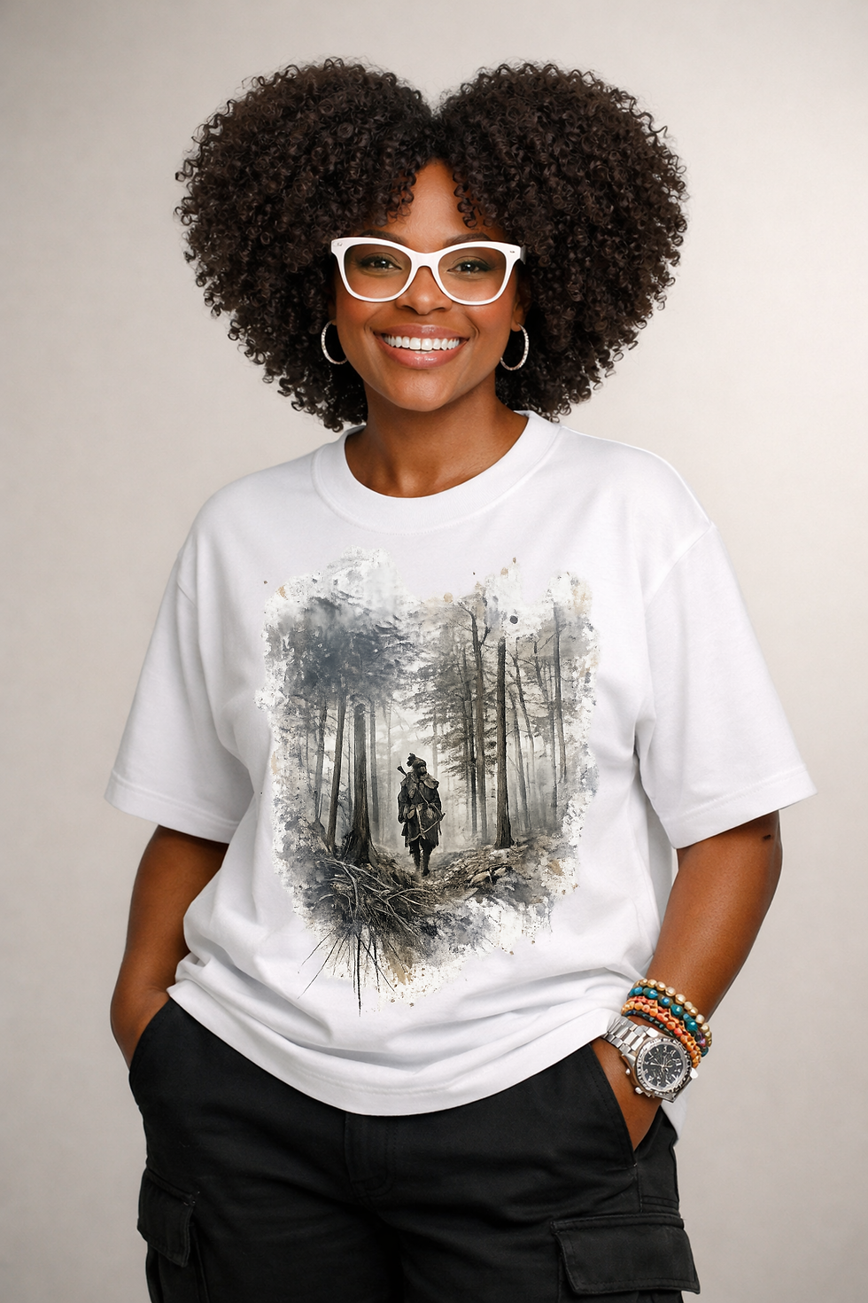 Miniatura: Camiseta Oversized - O Caçador nas Matas | Streetwear de Axé - Releitura Autoral