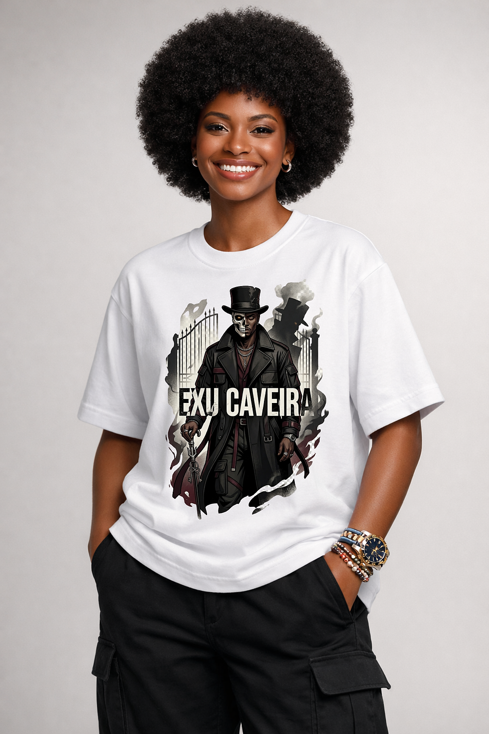 Miniatura: Camiseta Oversized Exu Caveira Streetwear Autoral Premium