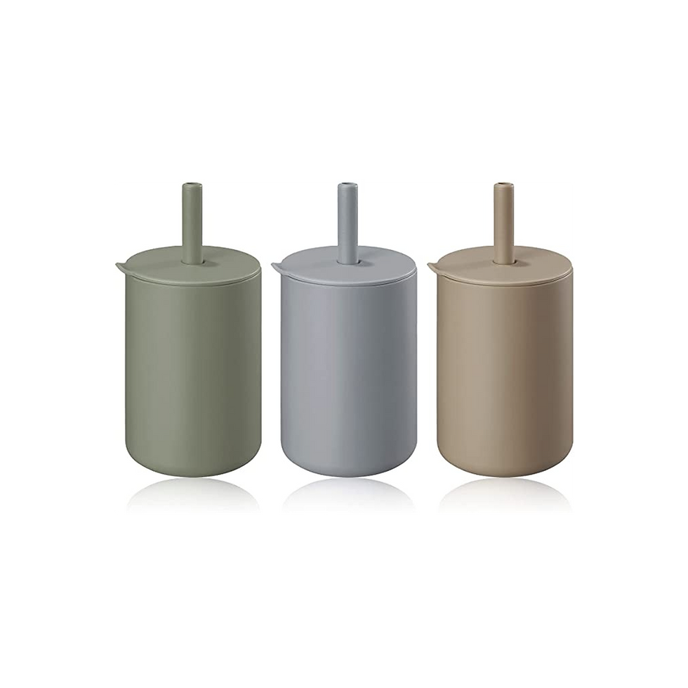 Miniatura: Mini tazas de silicona con pajilla y tapa