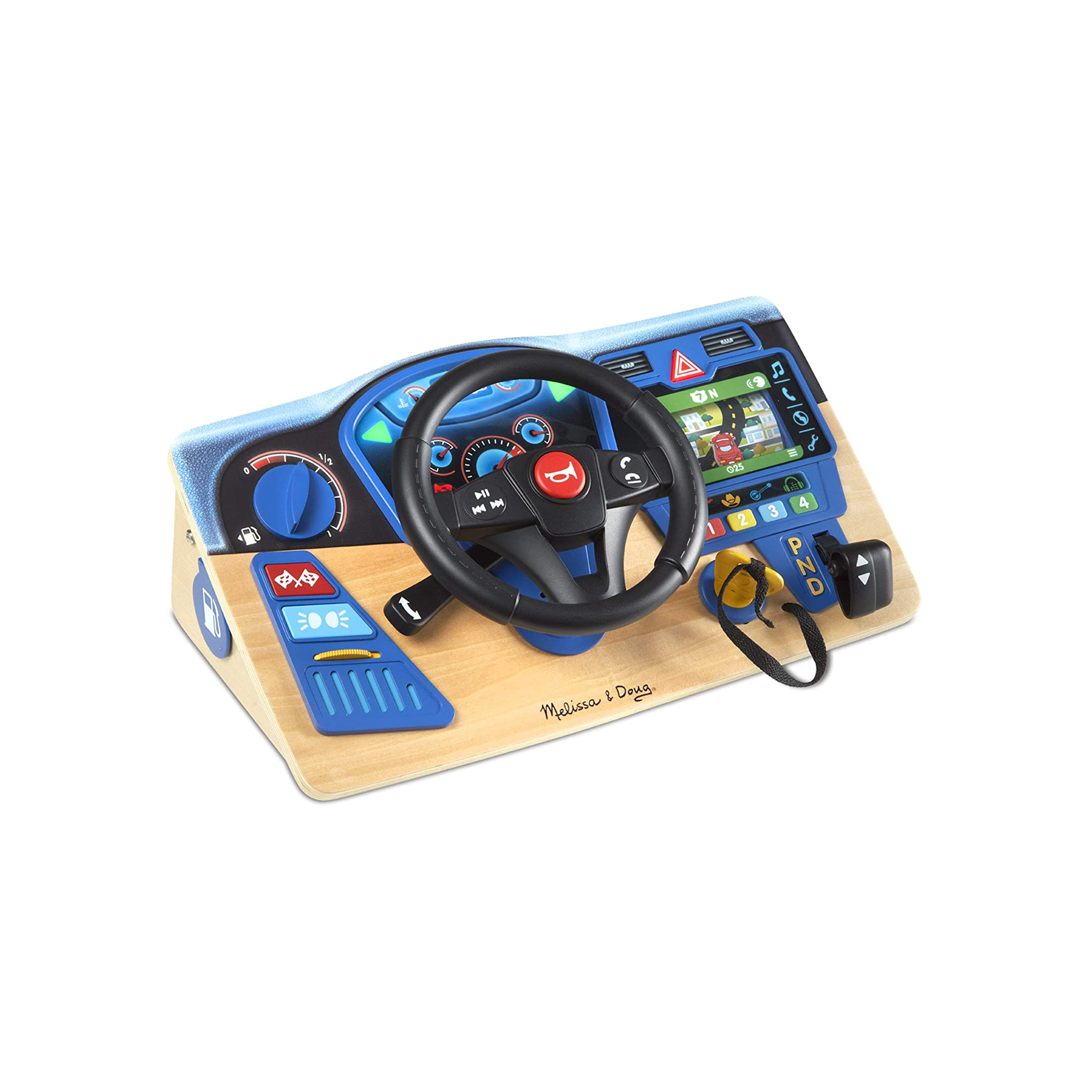 Melissa & Doug Vroom & Zoom - Juguete interactivo de madera con volante