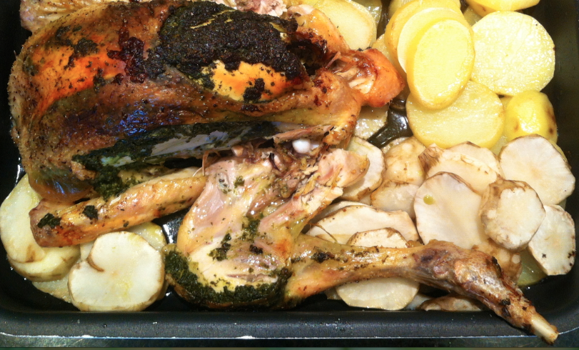 Poulet farci aux herbes