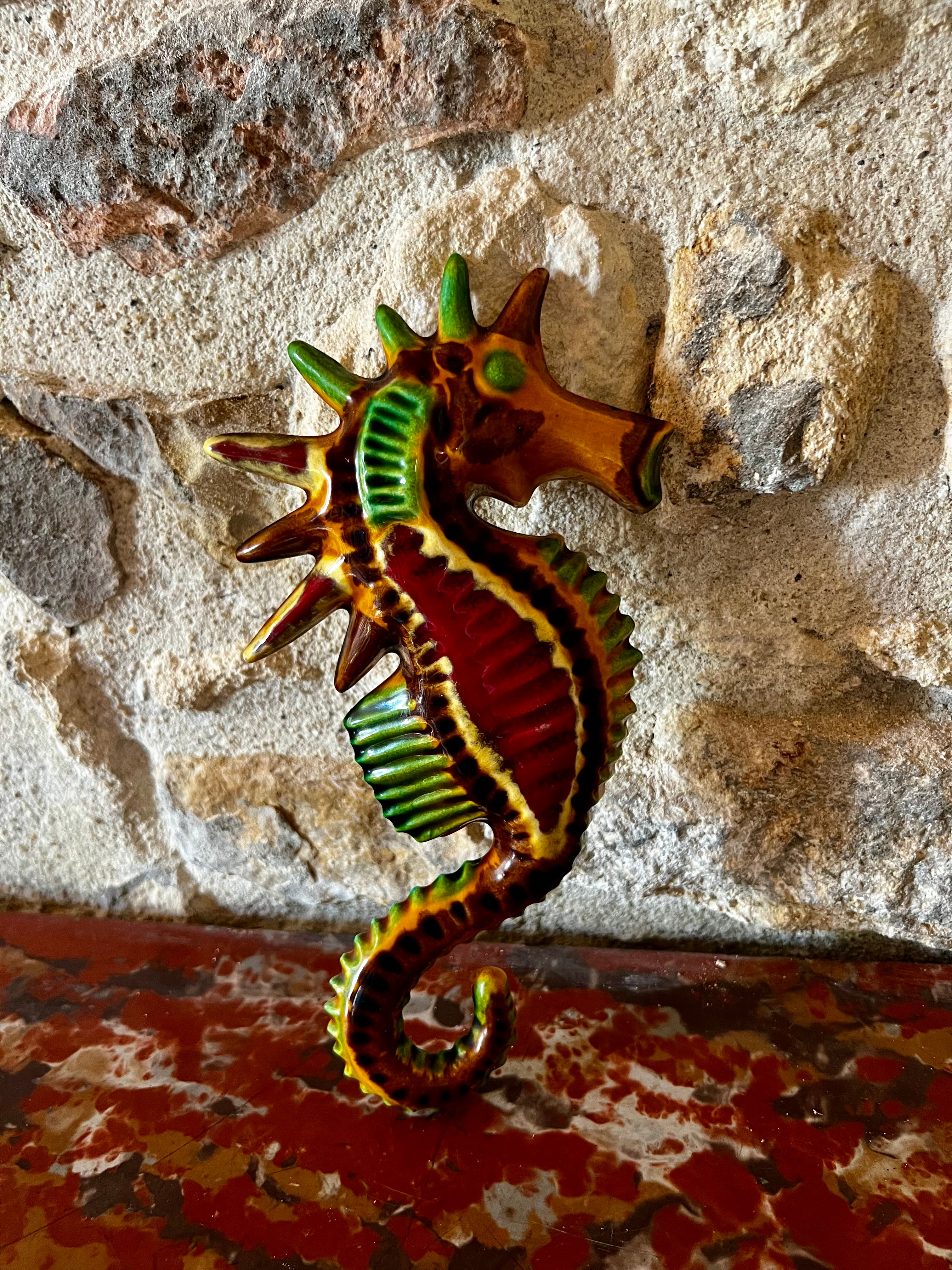 Earthenware seahorse