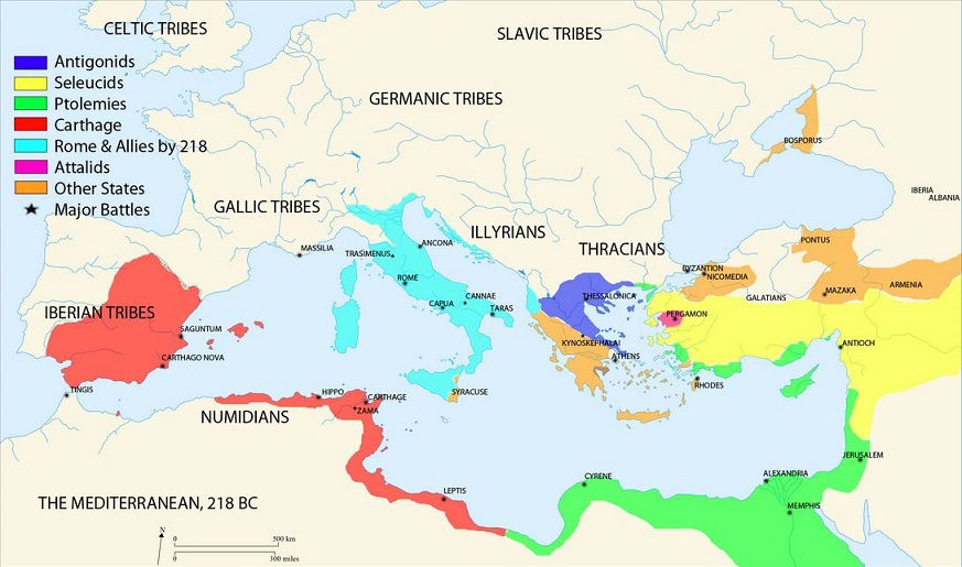 The Mediterranean region, ca. 217 BCE