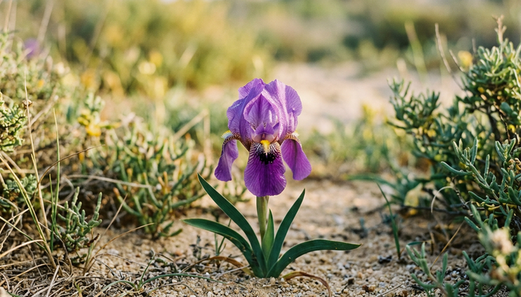 Vue rapprochée d’un iris sauvage dans la réserve naturelle de Netanya.