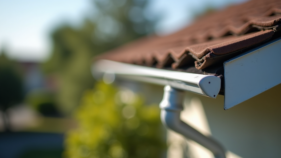 Close-up view of a clean gutter system on a residential home