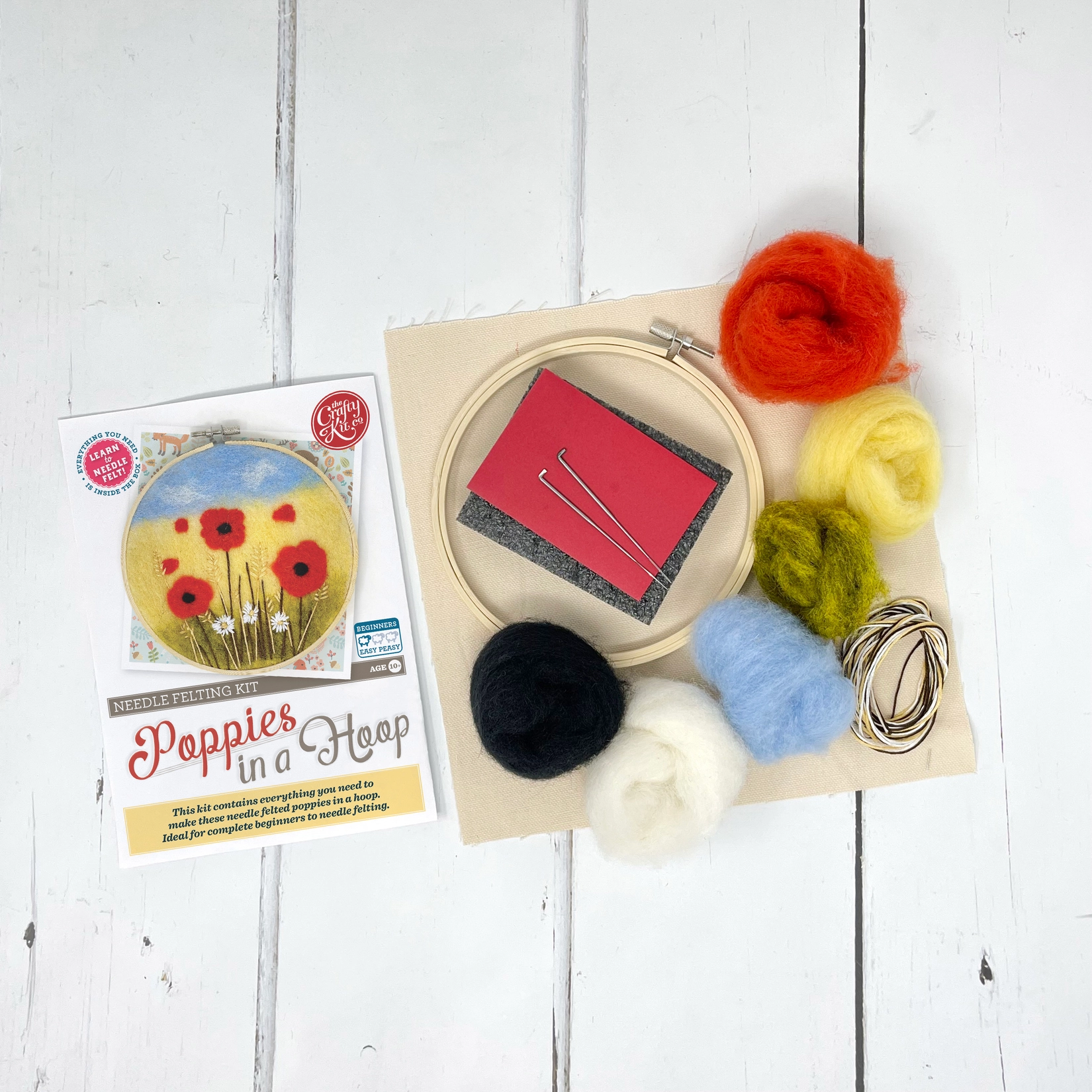 Crafty Kit CoPoppies in a HoopNeedle Felting Kit The Paper Crate