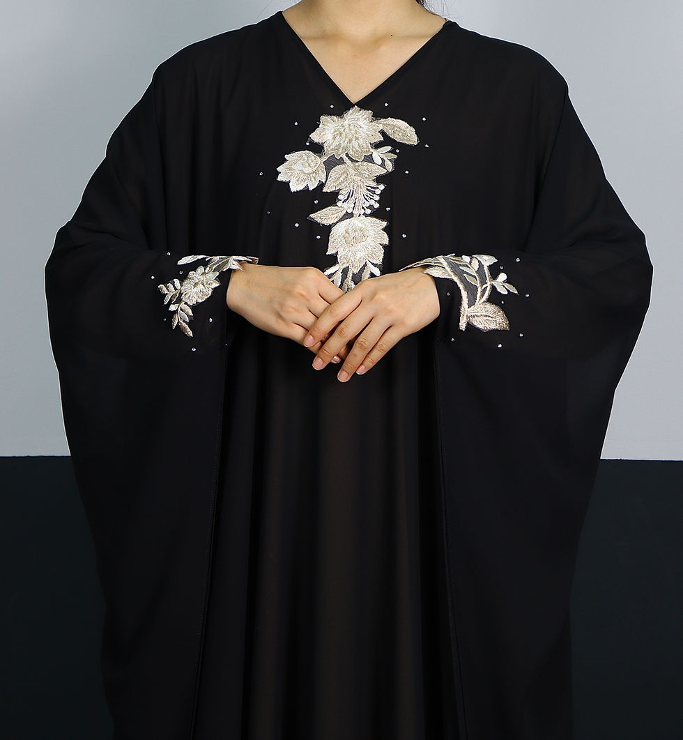 Thumbnail: Caftan Chiffon Black - Lace Choc