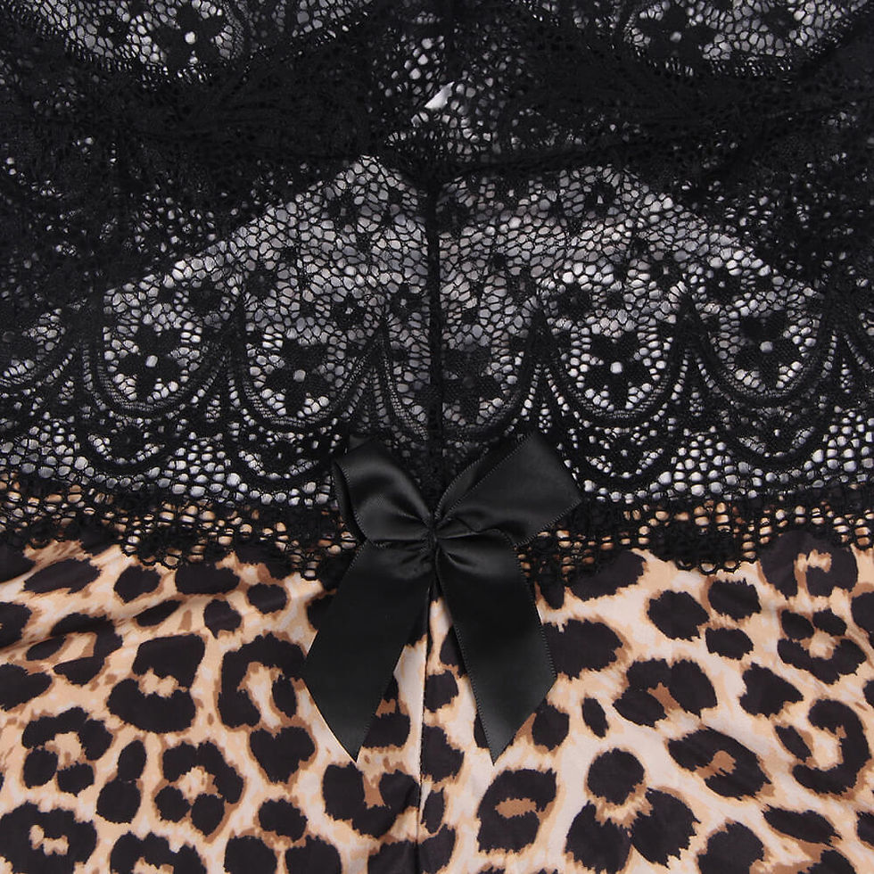 Thumbnail: Indiana-leopard-print-black-floral-lace-babydoll-chemise-sleepwear-nightwear-sexy-plus-size-curvy-lingerie-botique-australia