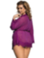 Sexy purple sheer and lace plus size lingerie robe