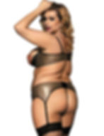 Sexy brown faux leather shelf bra plus size lingerie set