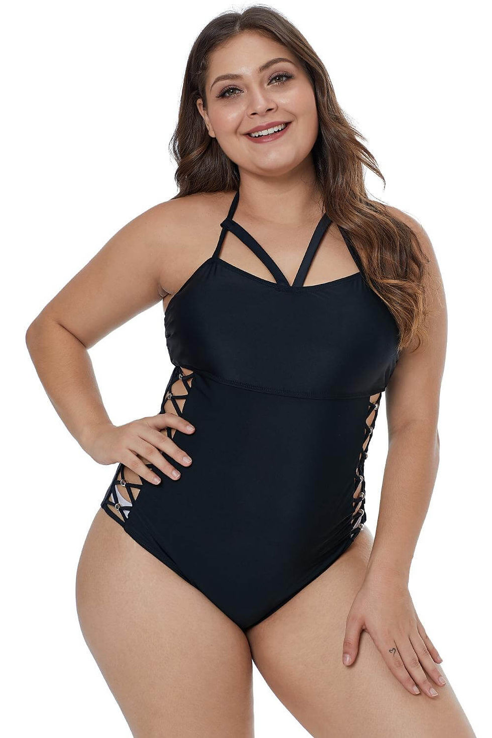 Thumbnail: Black plus size swimwear swimmers
