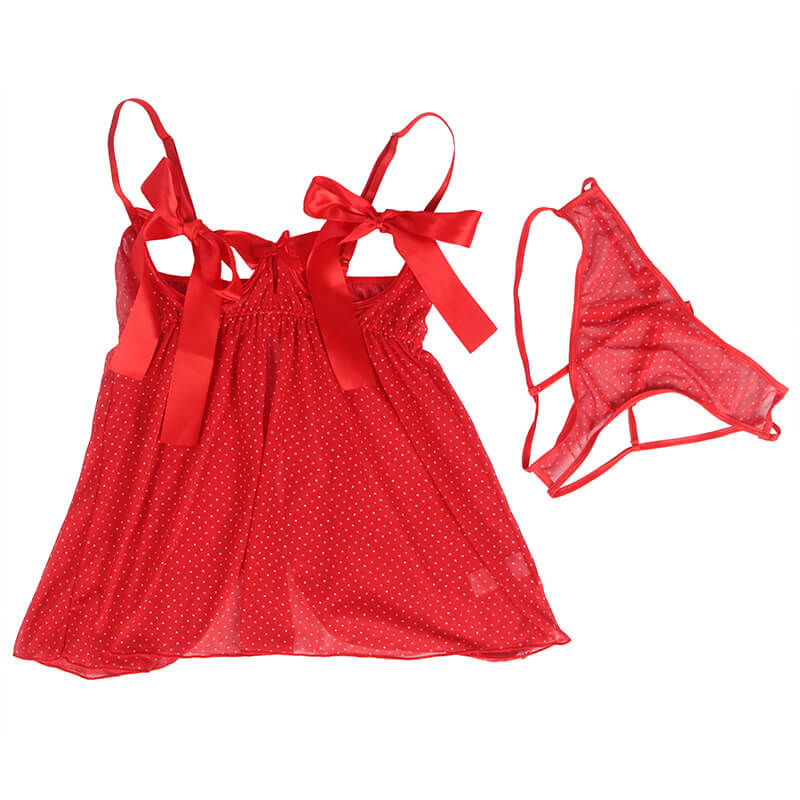 Thumbnail: Victoria-red-peekaboo-babydoll-chemise-sexy-curvy-plus-size-lingerie-boutique-australia