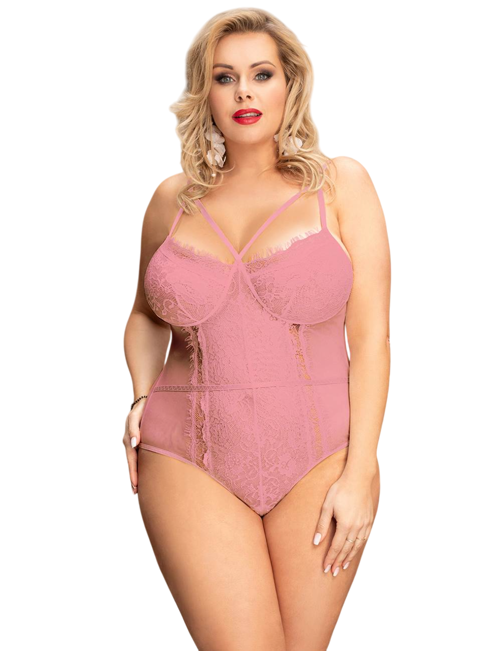 Magnolia-pink-lace-sheer-womens-bodysuit-teddy-sexy-curvy-plus-size-lingerie-australia